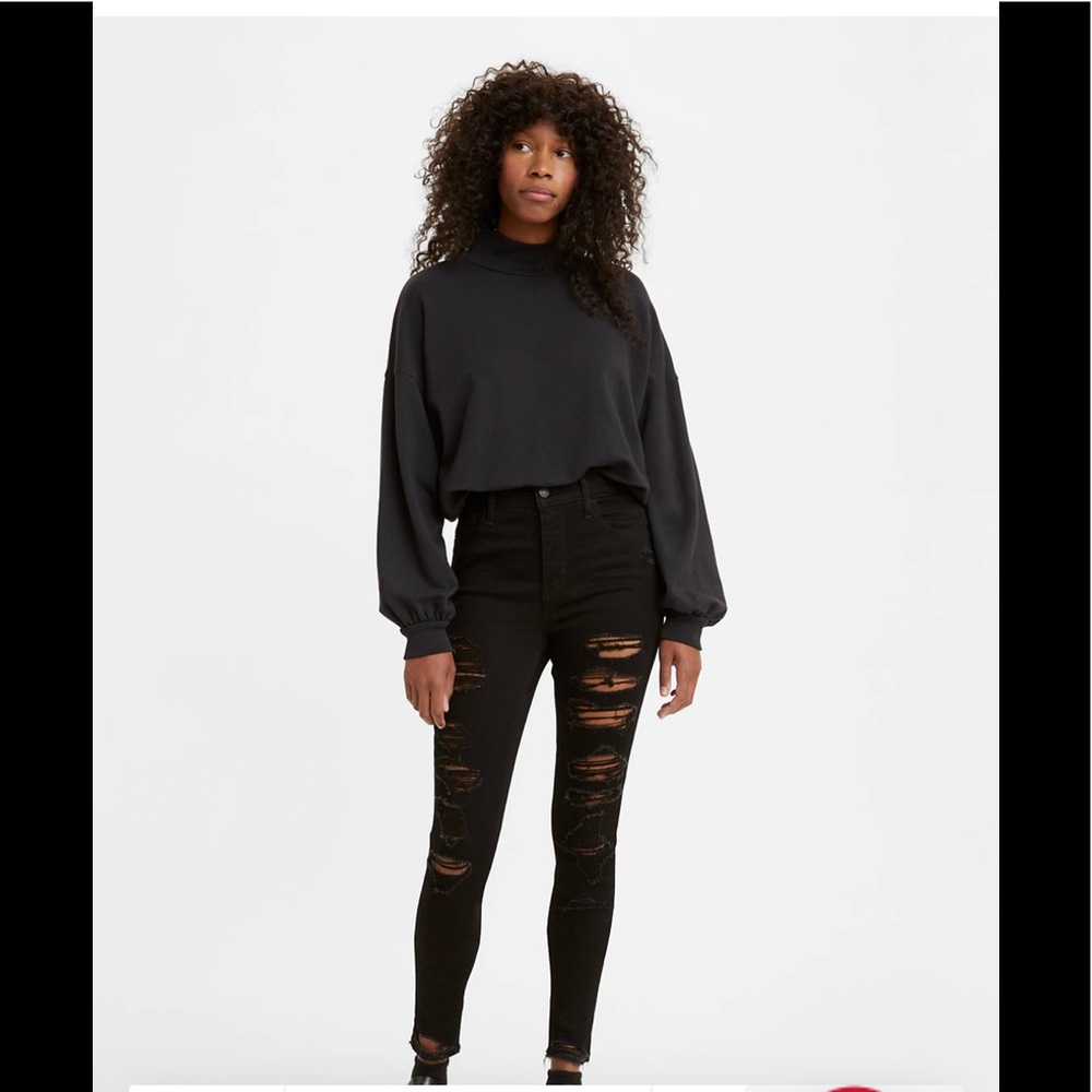 LEVI'S 720 High Rise Super Skinny Women’s Ripped Jeans - Size 24 - Black